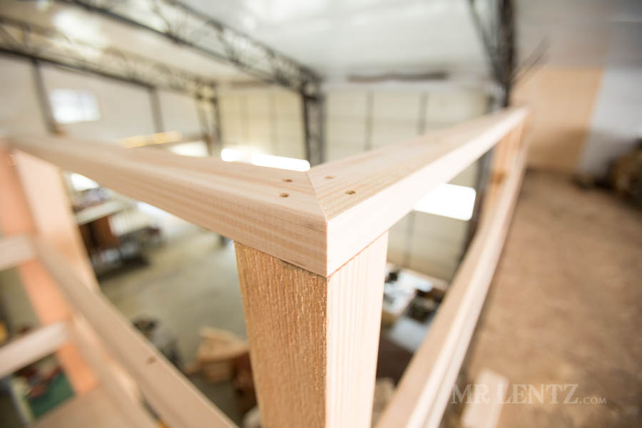 hand rail on safety railing in workshop