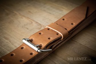 leather double tongue belt wide