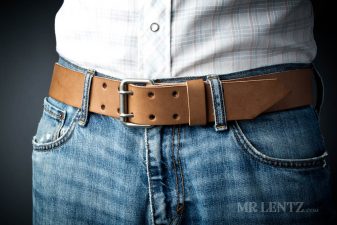 brown double tonge belt