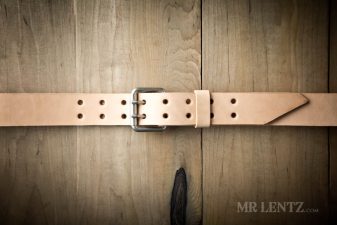 tan leather double tongue belt