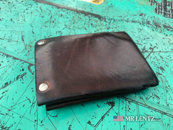 patina on leather wallet