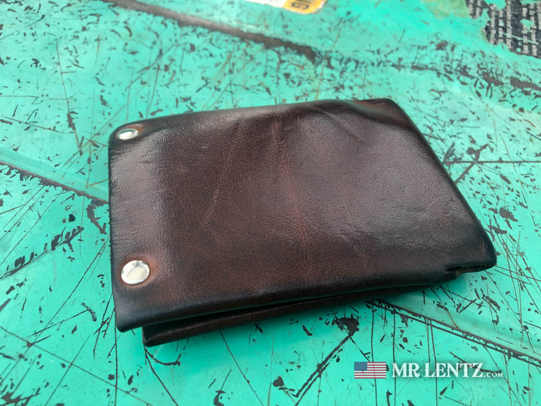 patina on leather wallet