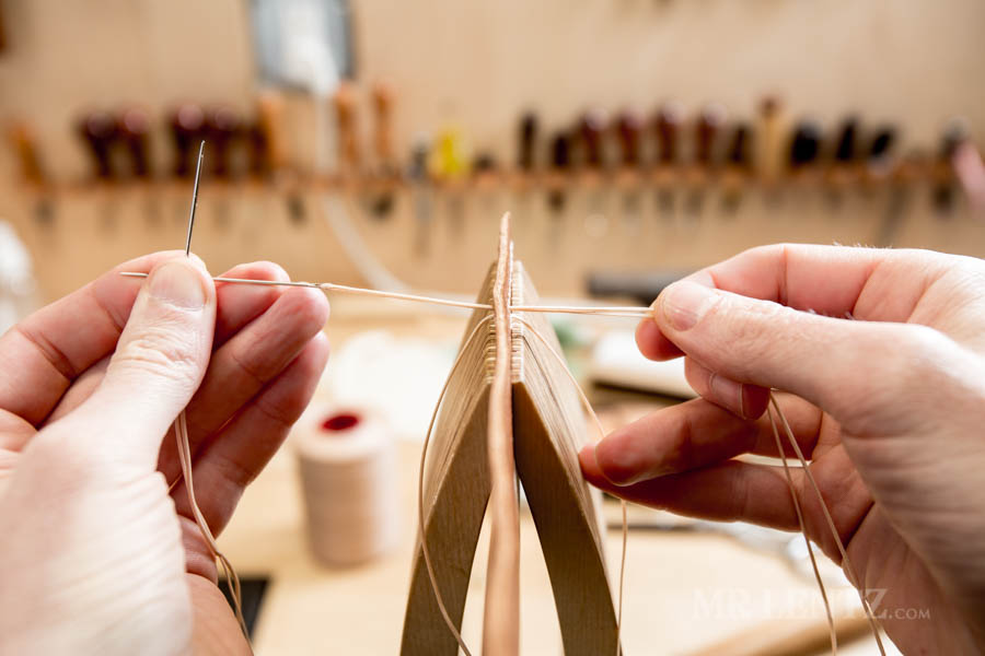 backstitching the saddle stitch