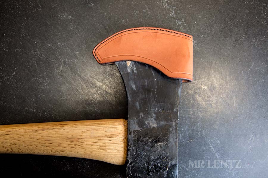 test fitting the axe sheath