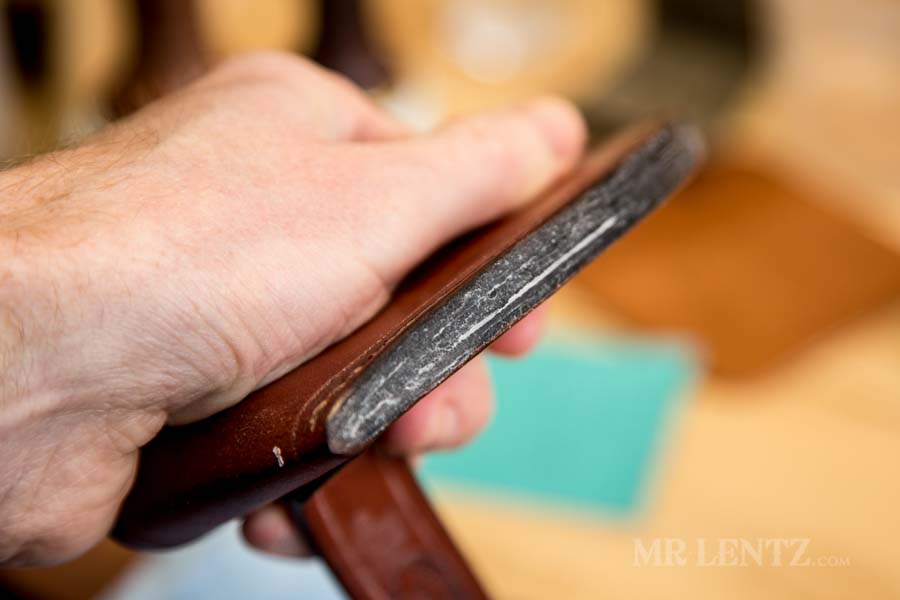 beeswax rubbed into axe sheath edge