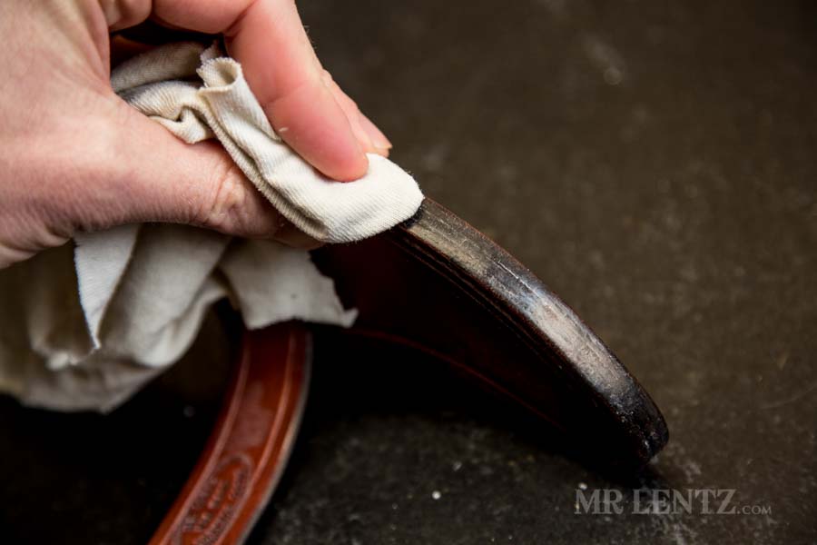 buffing the axe sheath edge