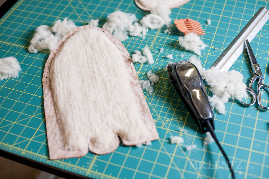 lining sheared for moccasins