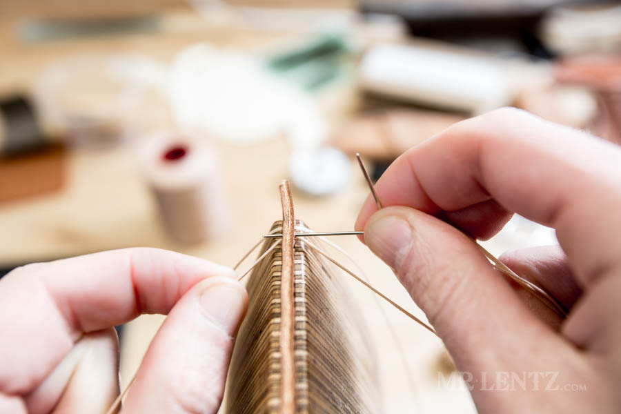 hand stitching leather goods