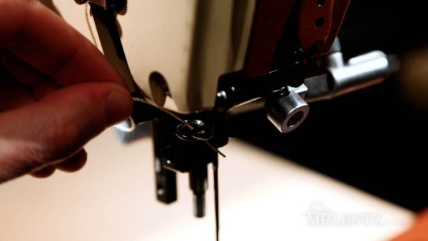 threading guide on leather sewing machine