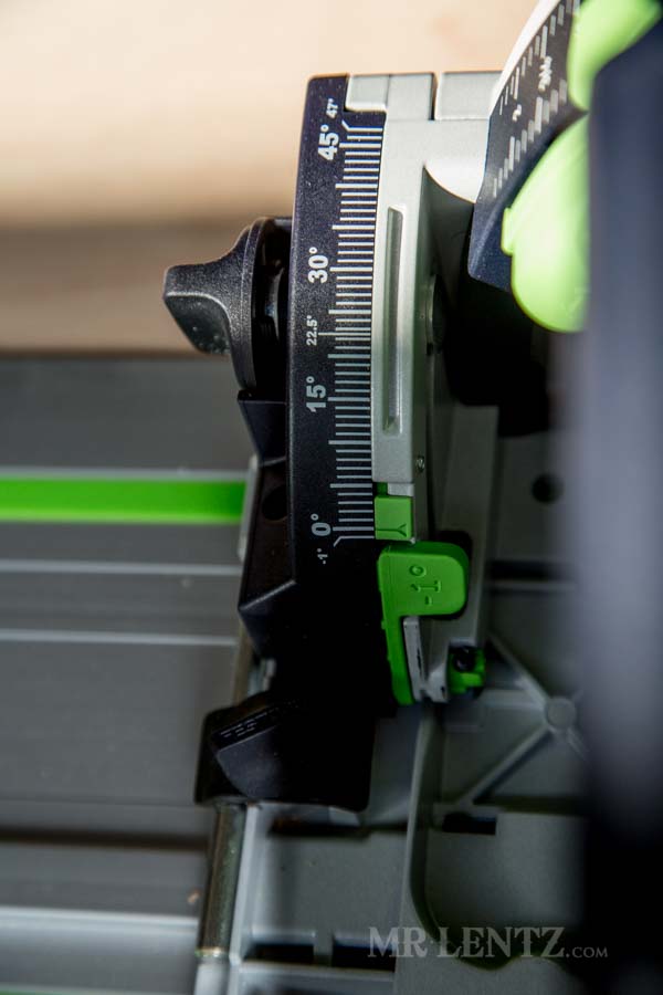 adjusting blade angle ona track saw