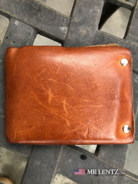 patina on leather wallet