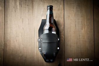 black leather beer holster
