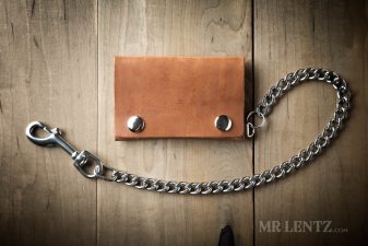 leather biker wallet with stainless steel chain