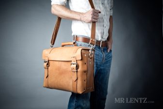 large handmade leather briefcase