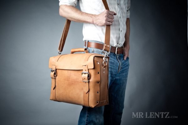 large handmade leather briefcase