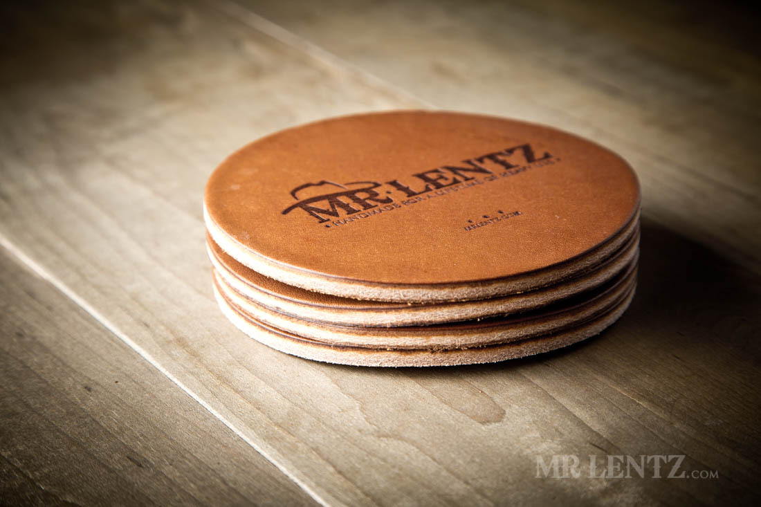 4 pack of leather coasters