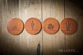 leather cactus coasters 4 pack
