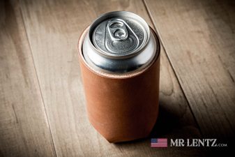 brown leather drink koozie