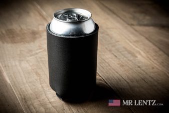 black leather can koozie