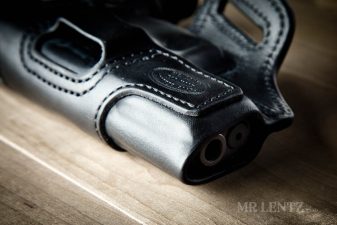 closeup of leather holster for glocks