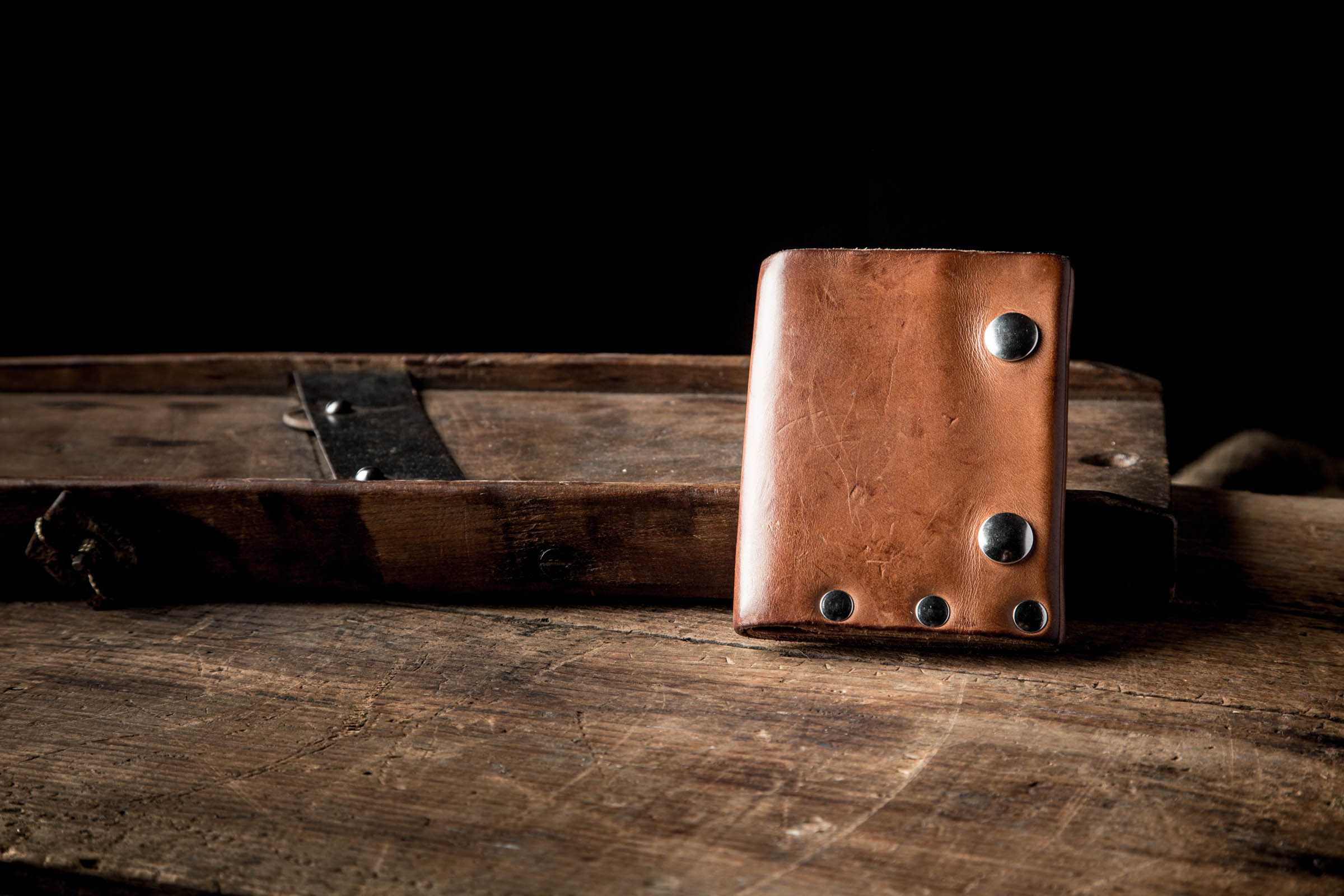 leather wallets with snap closure made in the USA