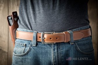 brown gun belt with holster