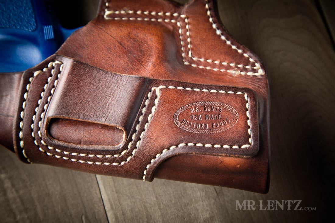 stitched leather gun holster