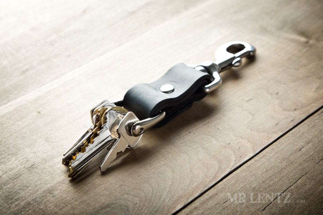 black leather mini keychain