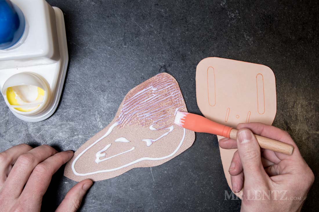 glueing leather knife sheath parts