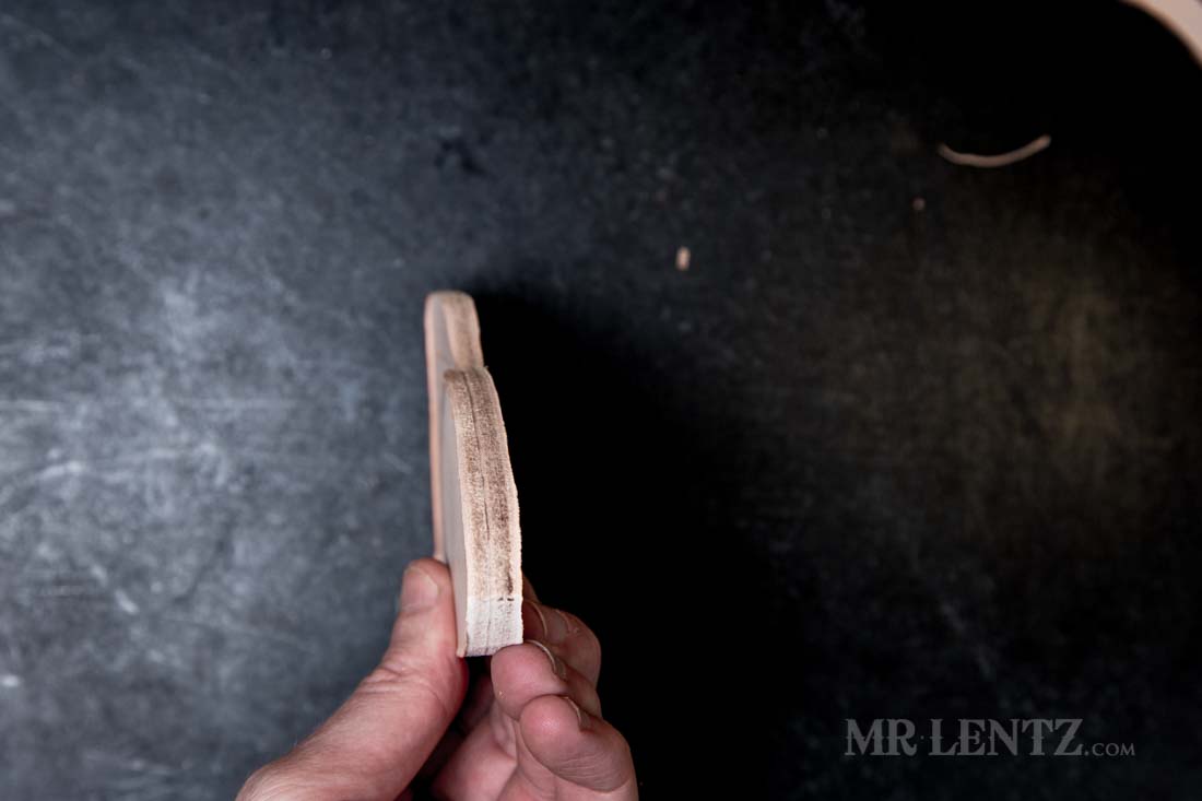 uniform sanded edge of leather knife sheath