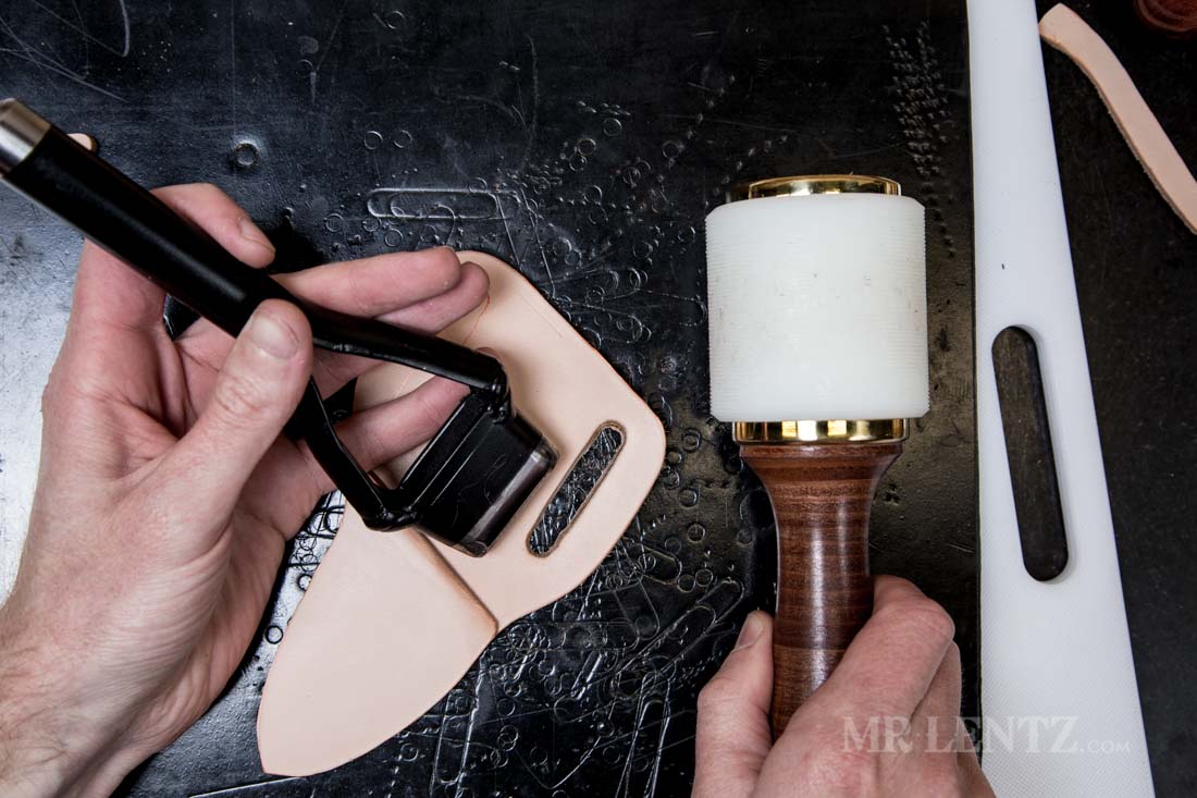 slot punch used for leather knife sheath making