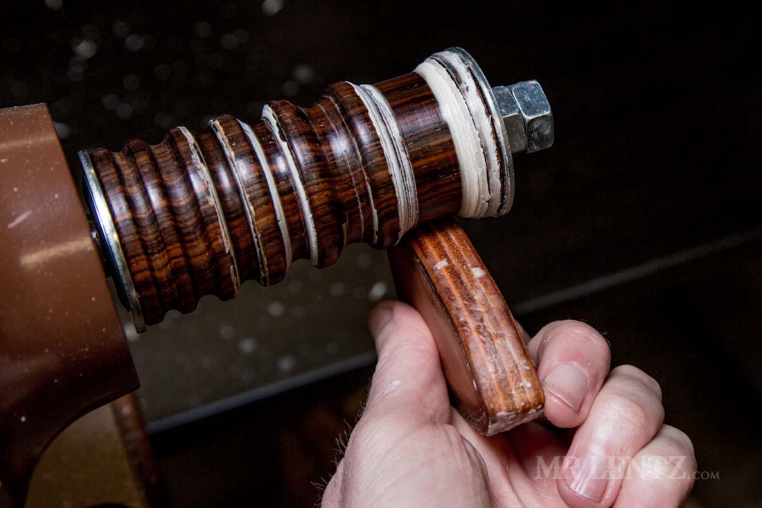 edge polishing a waxed edge of the knife sheath