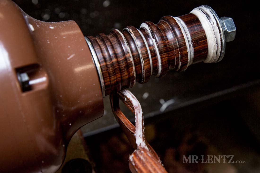 polishing the edge of a knife sheath