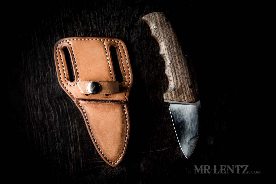 handmade leather knife sheath and handmade knife