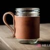 leather mason jar mug