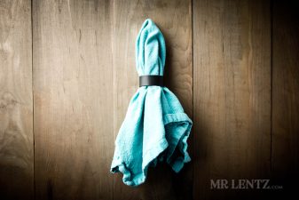 black leather napkin ring