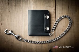 heavy duty chain on thin mens wallet with snap closure