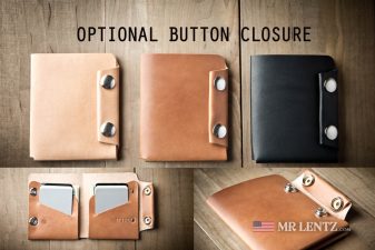optional button snap closure for thin mens wallet