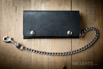 black trucker wallet with stainless steel chain