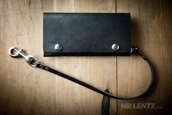 black long wallet with leather chain