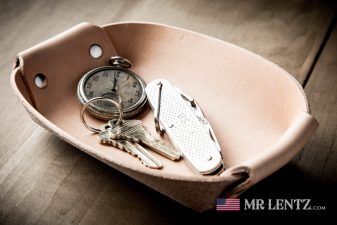 tan leather valet tray