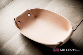 medium tan leather valet tray