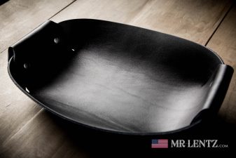 large leather valet tray in black color