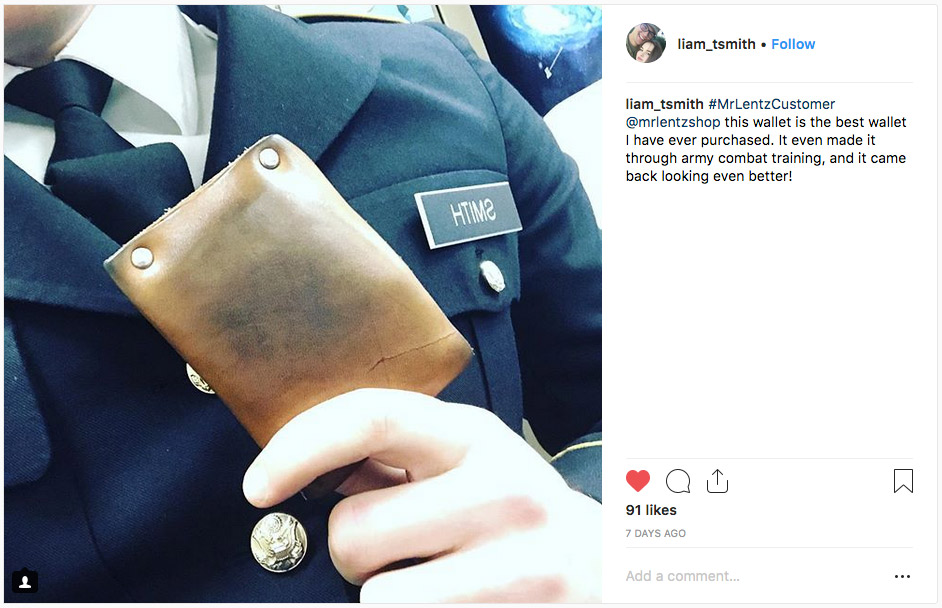 a mr lentz wallet from a customer