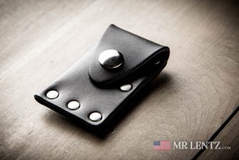 black leather magnetic key pouch