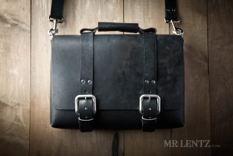 Mens black leather briefcase
