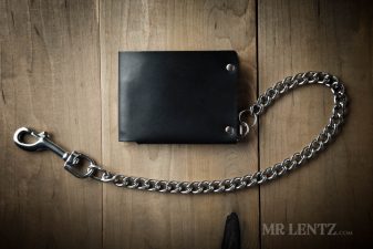 mens leather chain wallet in black
