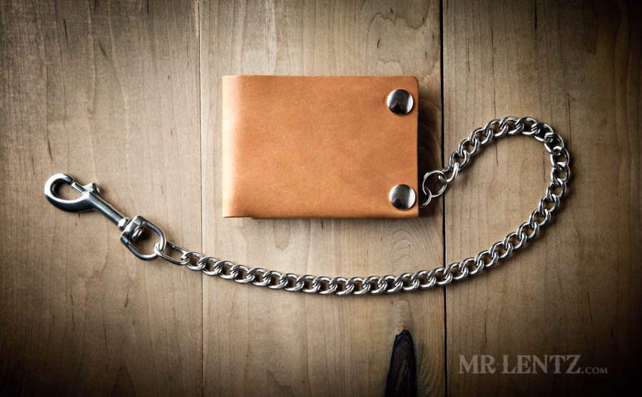 stainless steel chain on mens leather wallet