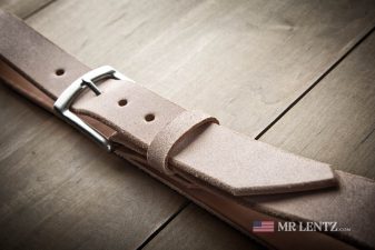 close up of gun belt with rough side out