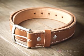 steel core gun belt in brown leather